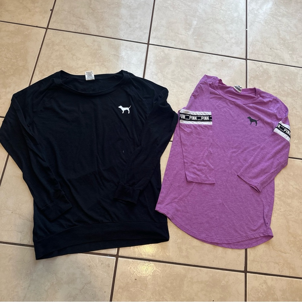 PINK Victoria's Secret Kids Black and‎ Pink Sweatshirts bundle size xs